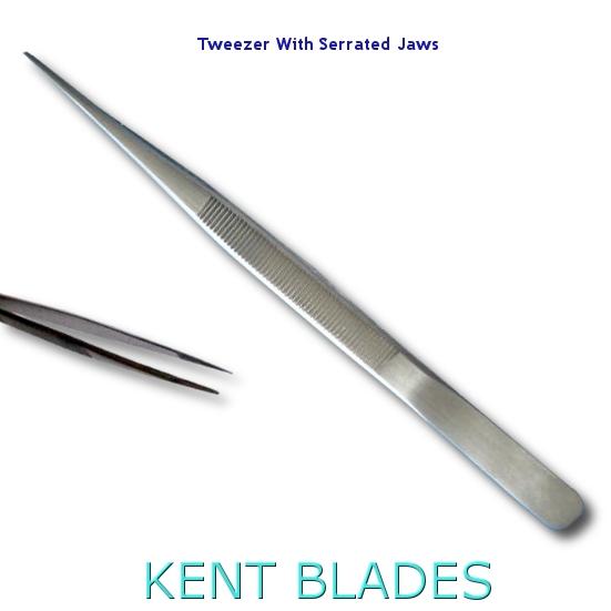 6.5" Stainless Steel Tweezers with Serrated Jaws