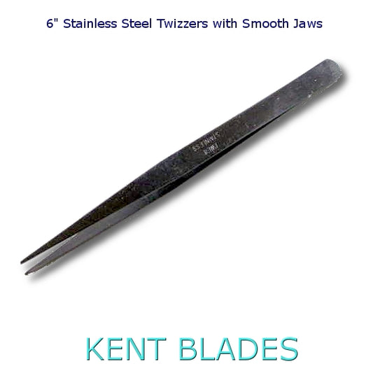 6" Stainless Steel Tweezers with Smooth Jaw Tips