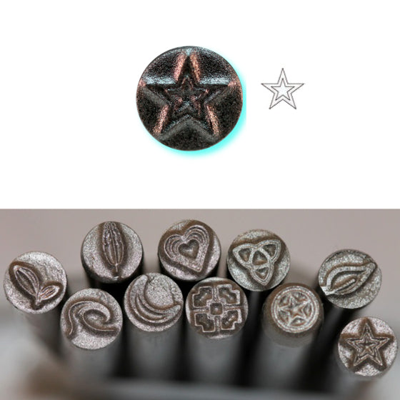 BIJ-879P, KENT 5mm Metal Punch Stamps: Leaves, Heart, Stars, Moon, Each Stamp Sold Individually