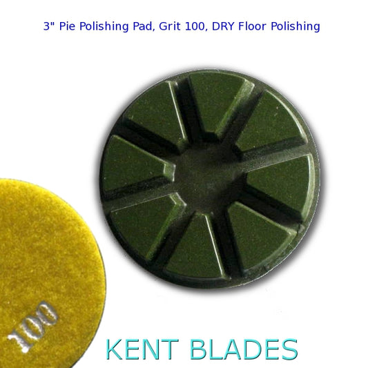 3" (80mm) Grit 100, Pie Polishing Pad, Dry Use, Hook and Loop Backing