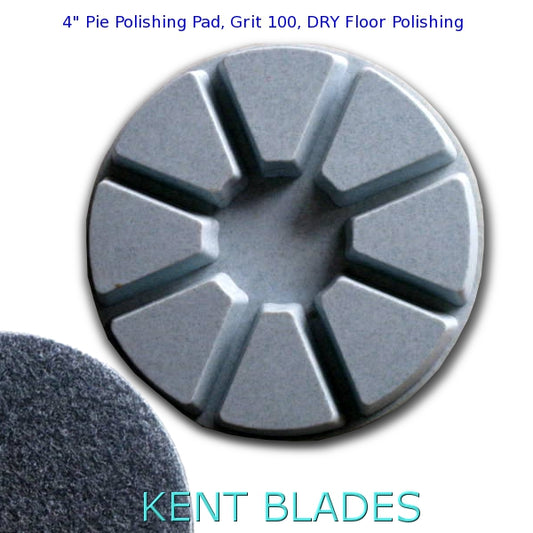 4" (100mm) Grit 100, Pie Polishing Pad, Dry Use, Hook and Loop Backing