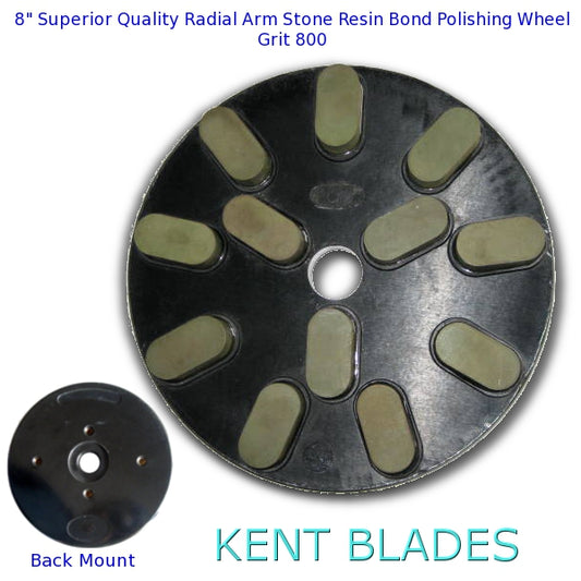 8" Superior Quality Radial Arm Resin Bond Polishing Wheel, Grit 800, For Stone