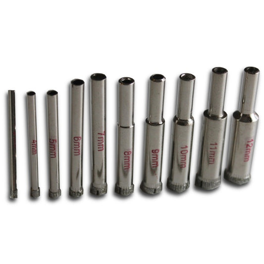 10pcs Assorted DIAMOND COATED CORE DRILL BITS With Jagged Edge 3mm to 12mm