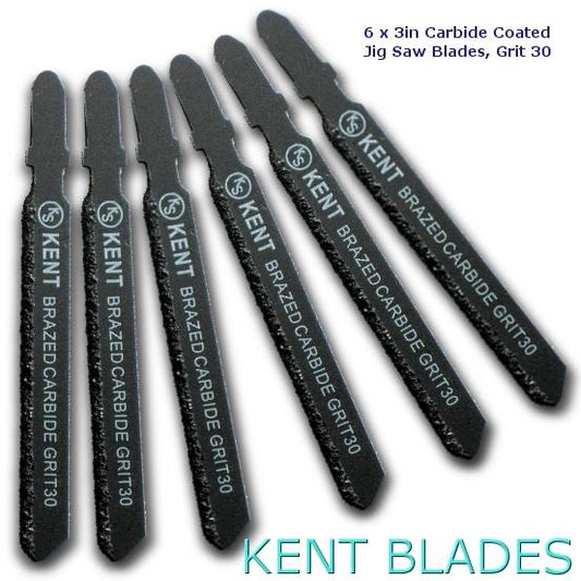 6x 3-1/4" T-Shank Carbide Coated Jig Saw Blades Grit 30
