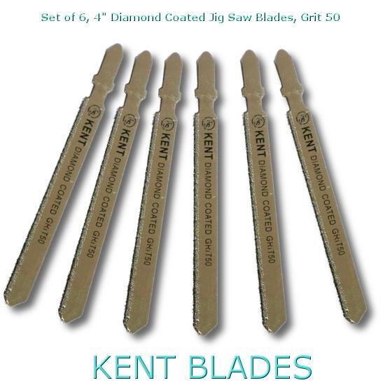6 Pack 4" T-Shank Diamond Coated Jig Saw Blades Grit 50