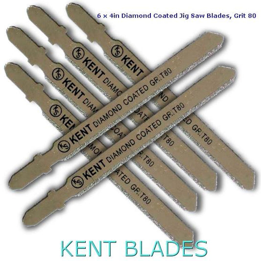 6 Pack 4" T-Shank Diamond Coated Jig Saw Blades Grit 80