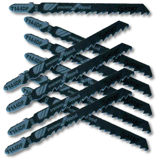 Kent T144DP 10 Pack 4.0" , 6 TPI HCS T-Shank Jig Saw Blades, Wood Precision Cuts