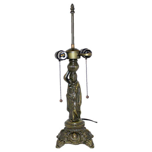 LMP-16-309, Art Nouveau Style 20" Metal Base For Lamp With Wiring, Shade Support