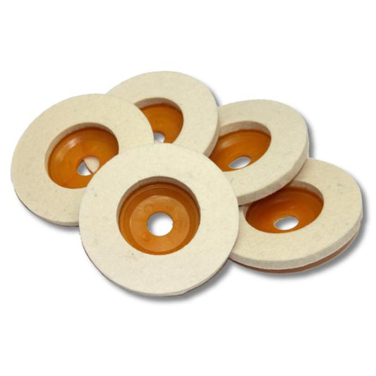 Kent 5 pieces Set of  100mm (4 inch) Wool Polishing Pads With 5/8 inch Hole