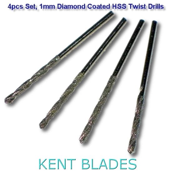 4 pcs 1 mm Metric Diamond Coated HSS Twist Drill Bits - Kent Supplies4 pcs 1 mm Metric Diamond Coated HSS Twist Drill BitsGLS - 328