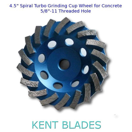 4.5" Spiral Turbo Diamond Cup Grinding Wheel, Grit 30~40 For Concrete - Kent Supplies4.5" Spiral Turbo Diamond Cup Grinding Wheel, Grit 30~40 For ConcreteDGW - 369