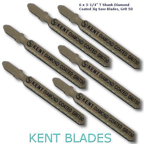 6 Pack 3" T - Shank Diamond Coated Jig Saw Blades Grit 50 - Kent Supplies6 Pack 3" T - Shank Diamond Coated Jig Saw Blades Grit 50JIG - 351