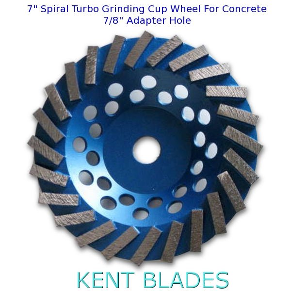 7" Spiral Turbo Grinding Cup Wheel, NO - Thread Adapter Hole, Diamond Grit 30~40 - Kent Supplies7" Spiral Turbo Grinding Cup Wheel, NO - Thread Adapter Hole, Diamond Grit 30~40DGW - 679