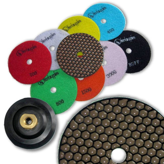 KENT 10 DRY 5" Premium Quality, 2mm Thick, Diamond Polishing Pads, M14 Holder - Kent SuppliesKENT 10 DRY 5" Premium Quality, 2mm Thick, Diamond Polishing Pads, M14 HolderDGW - 548