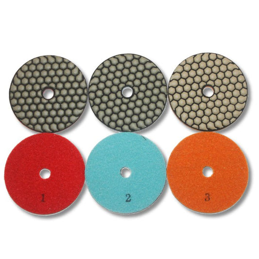 KENT 3 Steps Premium Quality 4" DRY 2.5mm Thick Diamond Polishing Pads - Kent SuppliesKENT 3 Steps Premium Quality 4" DRY 2.5mm Thick Diamond Polishing PadsDGW - 522