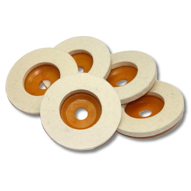 Kent 5 pieces Set of 100mm (4 inch) Wool Polishing Pads With 5/8 inch Hole - Kent SuppliesKent 5 pieces Set of 100mm (4 inch) Wool Polishing Pads With 5/8 inch HoleDGW - 607