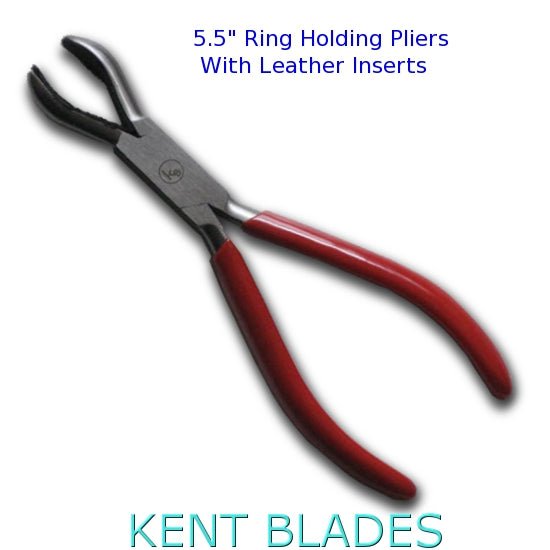 KENT 5.50" Ring Holding Pliers with Leather Inserts Lining, PVC Coated Handles - Kent SuppliesKENT 5.50" Ring Holding Pliers with Leather Inserts Lining, PVC Coated HandlesBIJ - 727