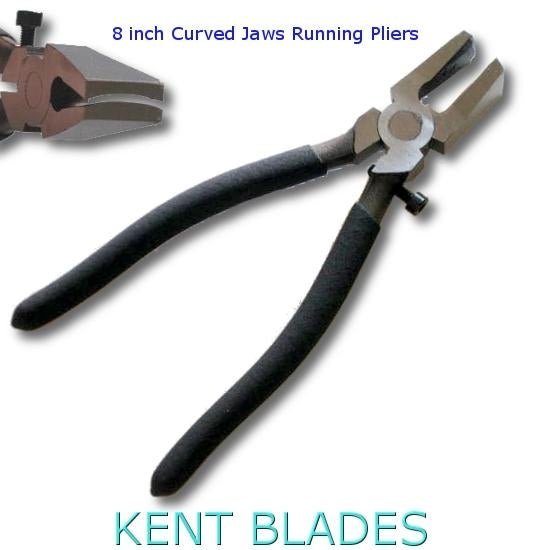 KENT 8" Glass Running Pliers, Smooth CURVED Jaws - Kent SuppliesKENT 8" Glass Running Pliers, Smooth CURVED JawsGLS - 389