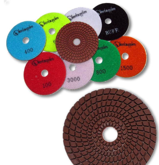 KENT 9 pcs 4" Diameter Premium Quality 4mm WET Polishing Flexible Diamond Pads - Kent SuppliesKENT 9 pcs 4" Diameter Premium Quality 4mm WET Polishing Flexible Diamond PadsDGW - 570