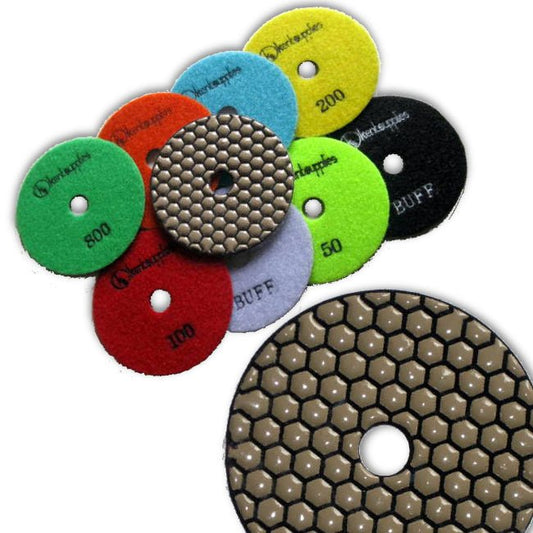 KENT 9pcs Set 4"DRY Premium Quality 2mm Diamond Polishing Pads, Assorted Grits - Kent SuppliesKENT 9pcs Set 4"DRY Premium Quality 2mm Diamond Polishing Pads, Assorted GritsDGW - 534