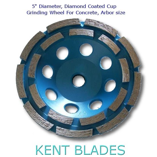 KENT Premium 5in Grit 30~40 Double Row Diamond Cup Grinding Wheel, 5/8" - 11 Arbor - Kent SuppliesKENT Premium 5in Grit 30~40 Double Row Diamond Cup Grinding Wheel, 5/8" - 11 ArborDGW - 374