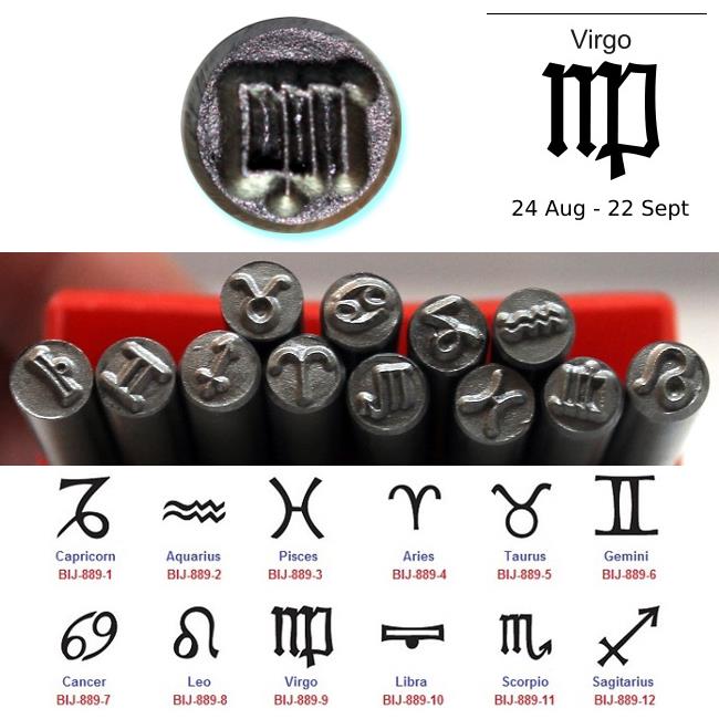 BIJ-889P, Kent 5.0mm Zodiac Symbols Metal Punch Stamps, EACH STAMP SOLD SEPARATELY