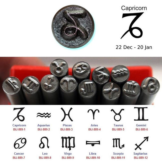 BIJ-889P, Timbres perforateurs en métal Kent 5,0 mm Symboles du zodiaque, CHAQUE TIMBRE VENDU SÉPARÉMENT