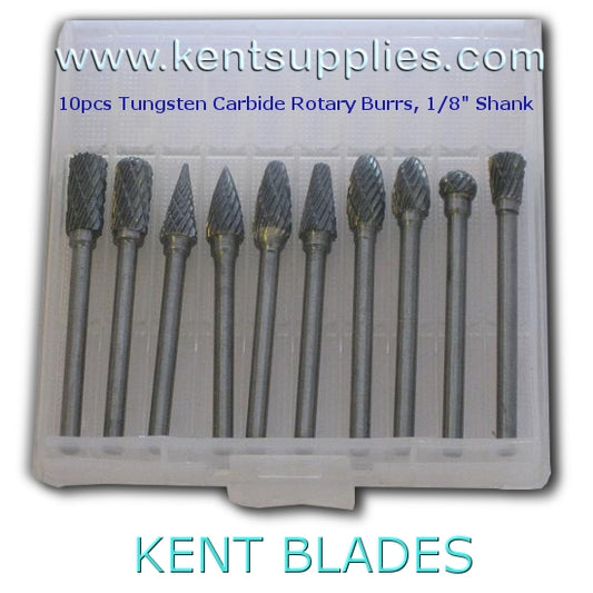 10pcs Mix Kit Tungsten Carbide Rotary Burrs, 1/8" (3mm) Shank