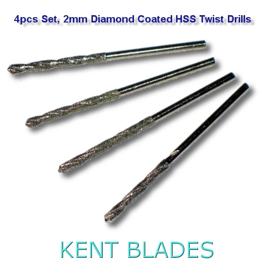 4pcs 2 mm Metric Diamond Coated HSS Twist Drill Bits