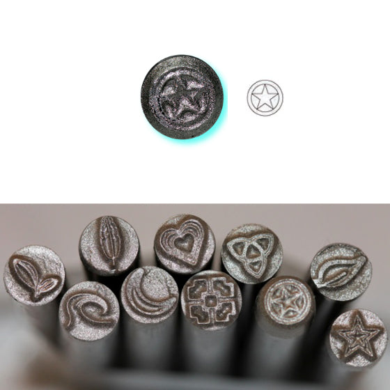 BIJ-879P, KENT Tampons perforateurs en métal 5 mm : feuilles, cœur, étoiles, lune, chaque timbre vendu individuellement