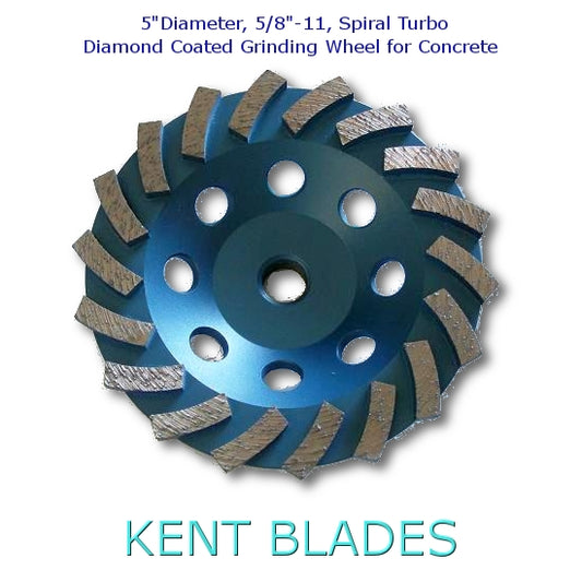 KENT Premium 5 pouces grain 30 ~ 40 spirale Turbo diamant meule 5/8 "-11 trous