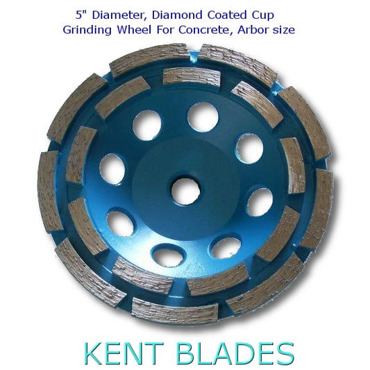 KENT Premium 5in Grit 30~40 Double Row Diamond Cup Grinding Wheel, 5/8"-11 Arbor