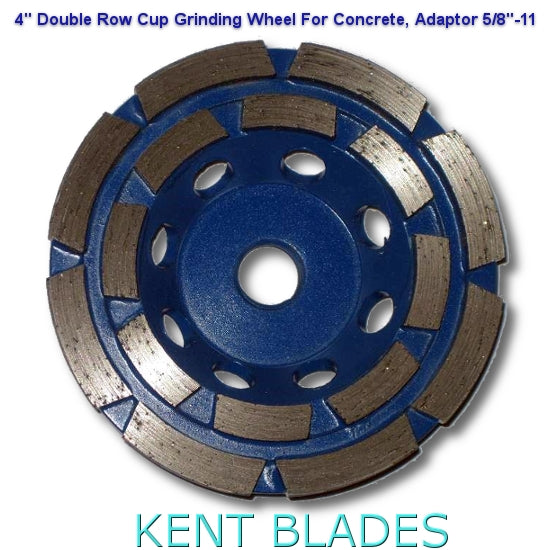 KENT Premium 4in Grit 30~40 Double Row Diamond Cup Grinding Wheel, 5/8"-11 Arbor