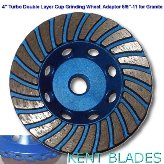 KENT Premium 4 inch Grit 30~40 Turbo Cup Diamond Grinding Wheel, 5/8"-11 Arbor