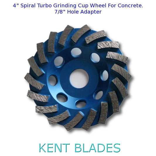 KENT Premium 4inch Grit 30~40 Spiral Turbo Diamond Cup Grinding Wheel 7/8" Arbor