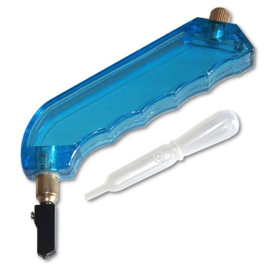 Cortador de vidrio de carburo con empuñadura de pistola, mango azul, alimentado con aceite