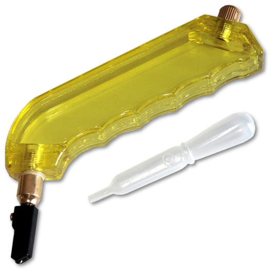 Oil-Fed Pistol Grip Glass Cutter, Yellow Plastic Handle and Carbide Wheel