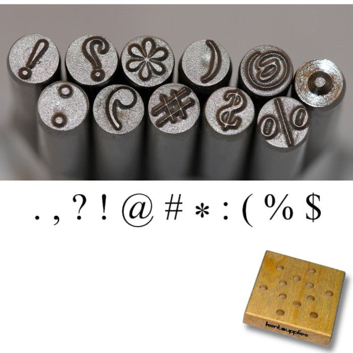 Sellos perforadores de metal KENT, tamaño 5,0 mm, juego de 12 piezas de signos de puntuación