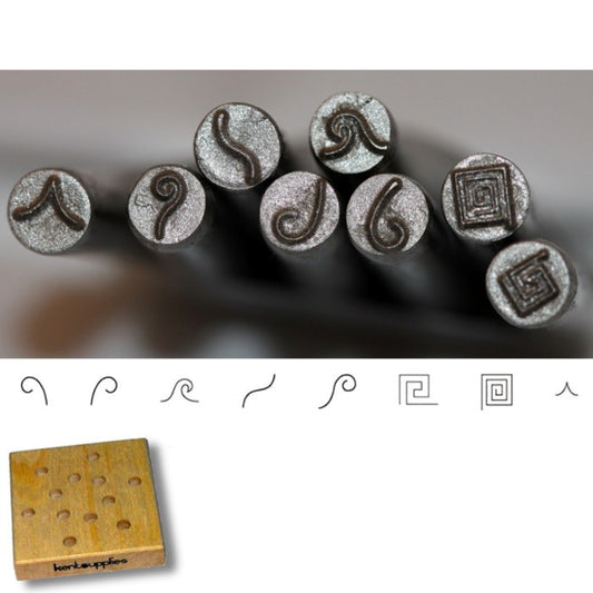 KENT 8 pièces ensemble de tampons de poinçon en métal de conception de précision de bordures et de vagues de 5mm